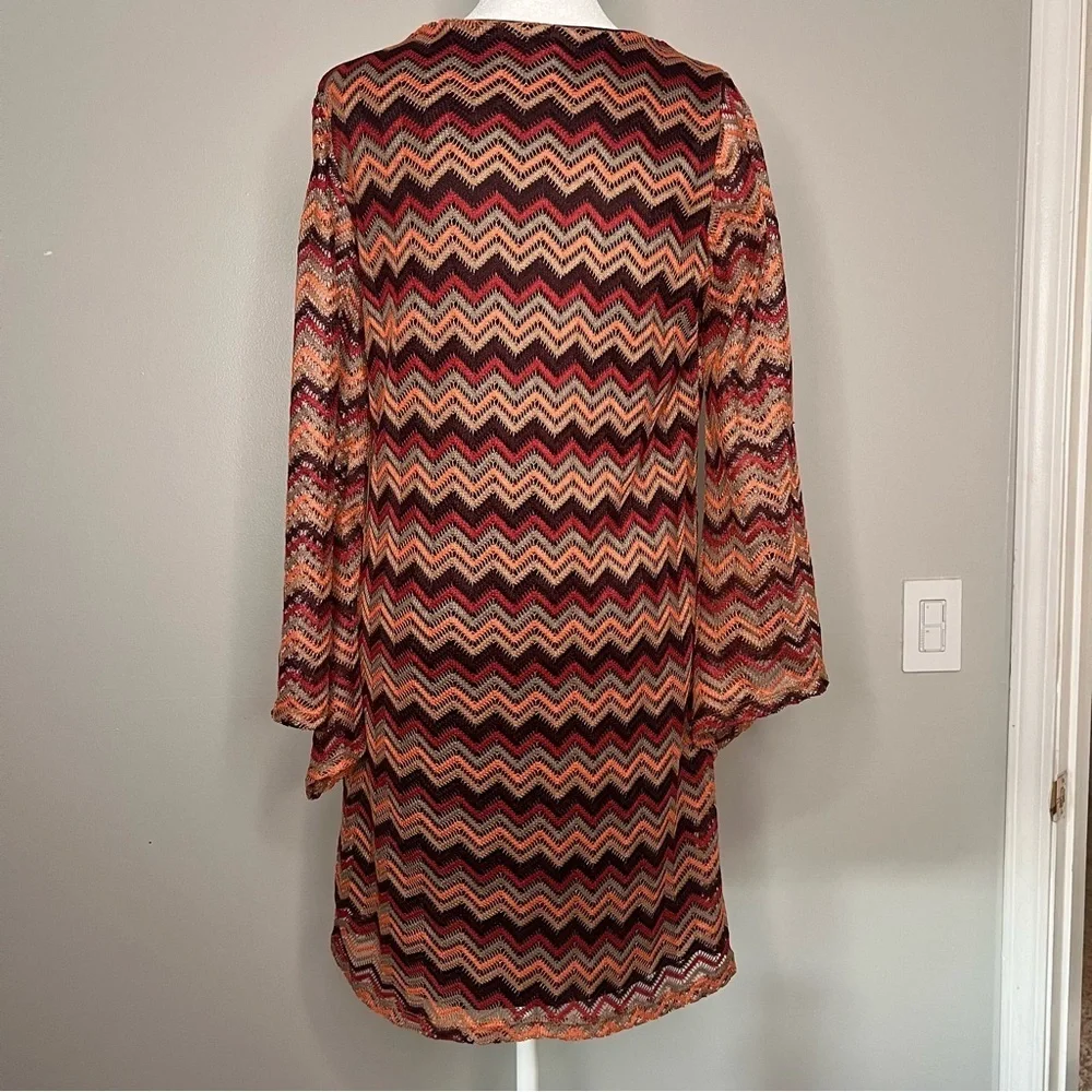 Women's Bell Sleeve Chevron Mod‎ Dress Size Small Boho Vintage Inspired Twiggy